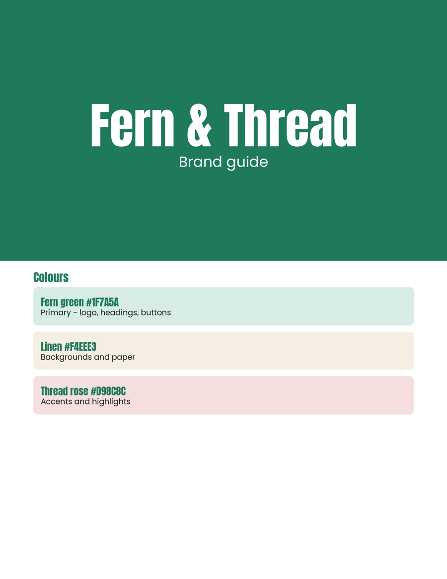 Sample brand starter kit made for a made-up business
