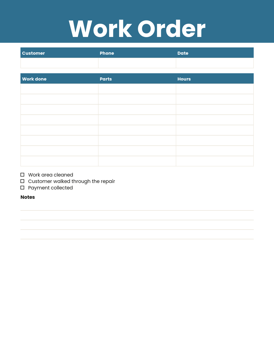 Sample business forms pack made for a made-up business