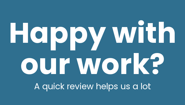 Sample review request kit made for a made-up business